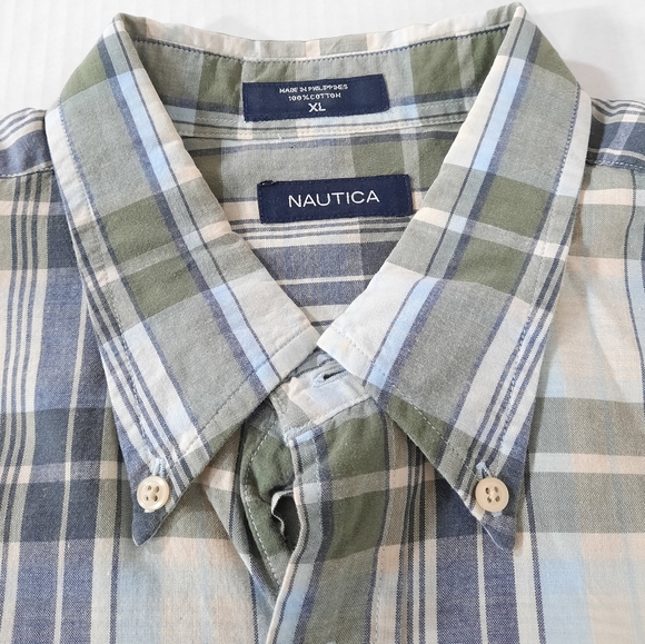 Vintage Nautica Long Sleeve Plaid Print Shirt Runs Big - Picture 5 of 7